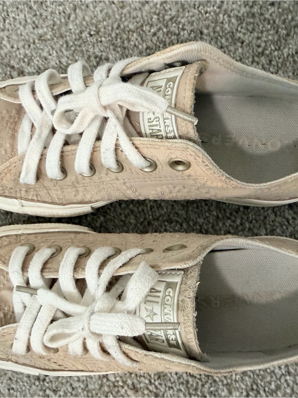 Converse Low Top Sneakers in Cream and White - Picture 2 of 7